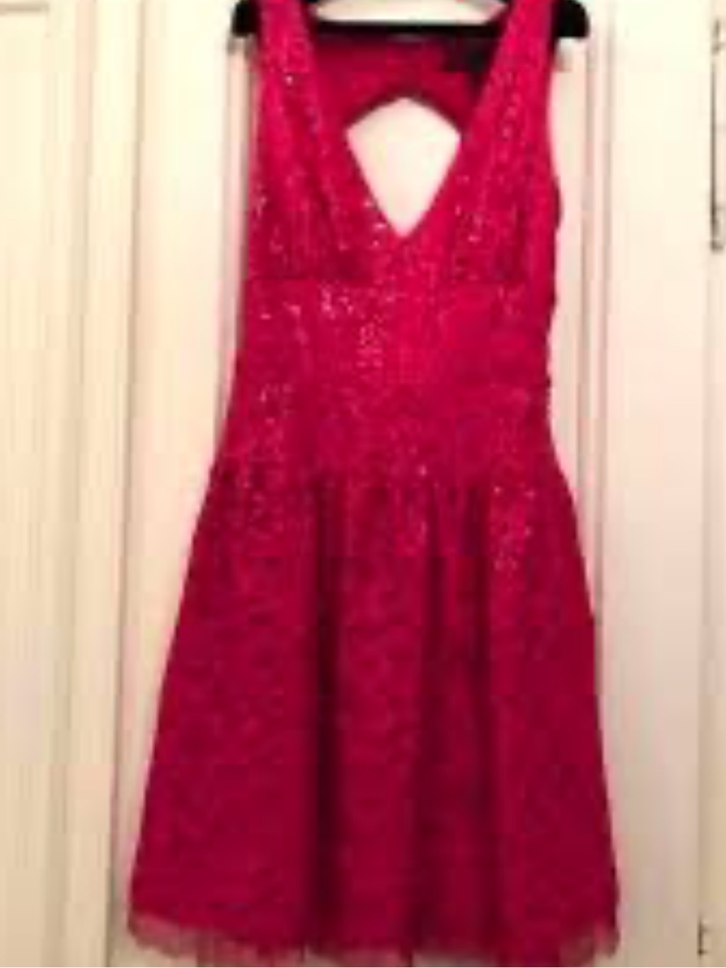Bcbgmaxazria Fushia Sequin Lace Vneck Fit-And-Flare Dress